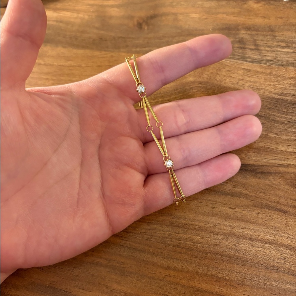 Vintage Gold Bracelet with Crystal Accents